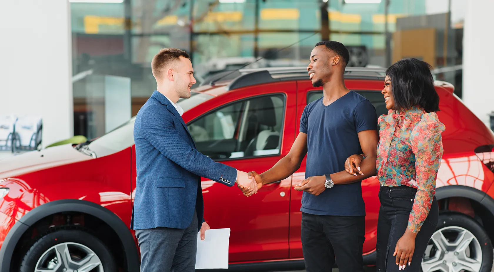 Couple buying their new car