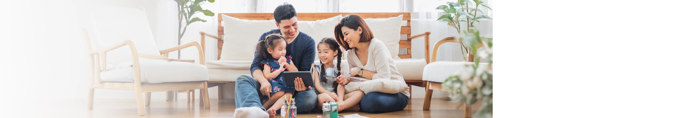 Family with little girls having fun