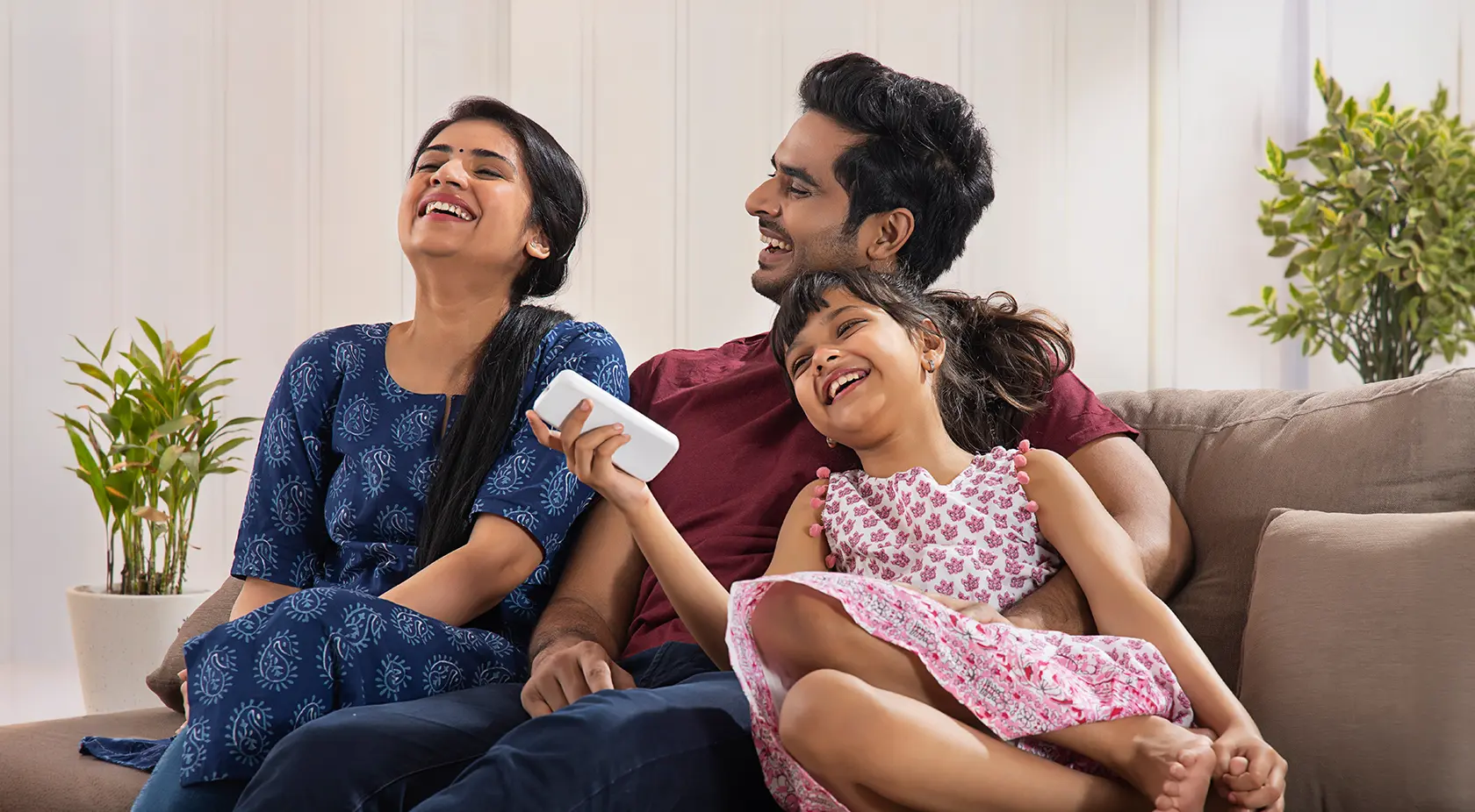 Family on sofa