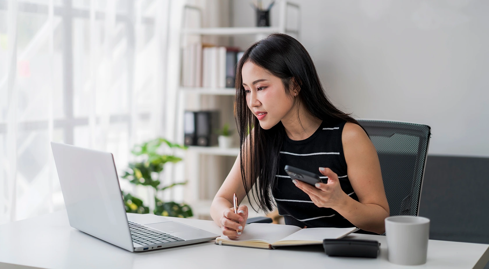 Woman learning how to budget