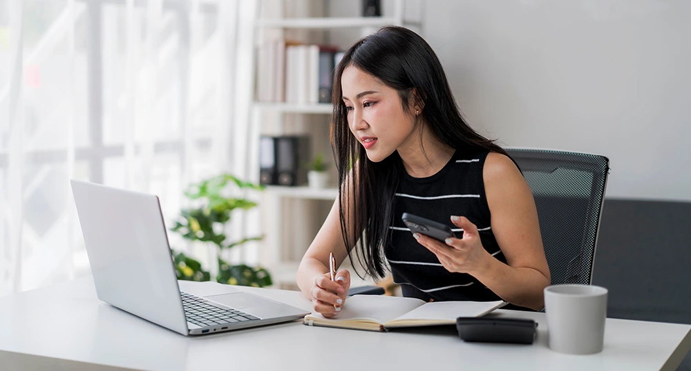 Woman learning how to budget