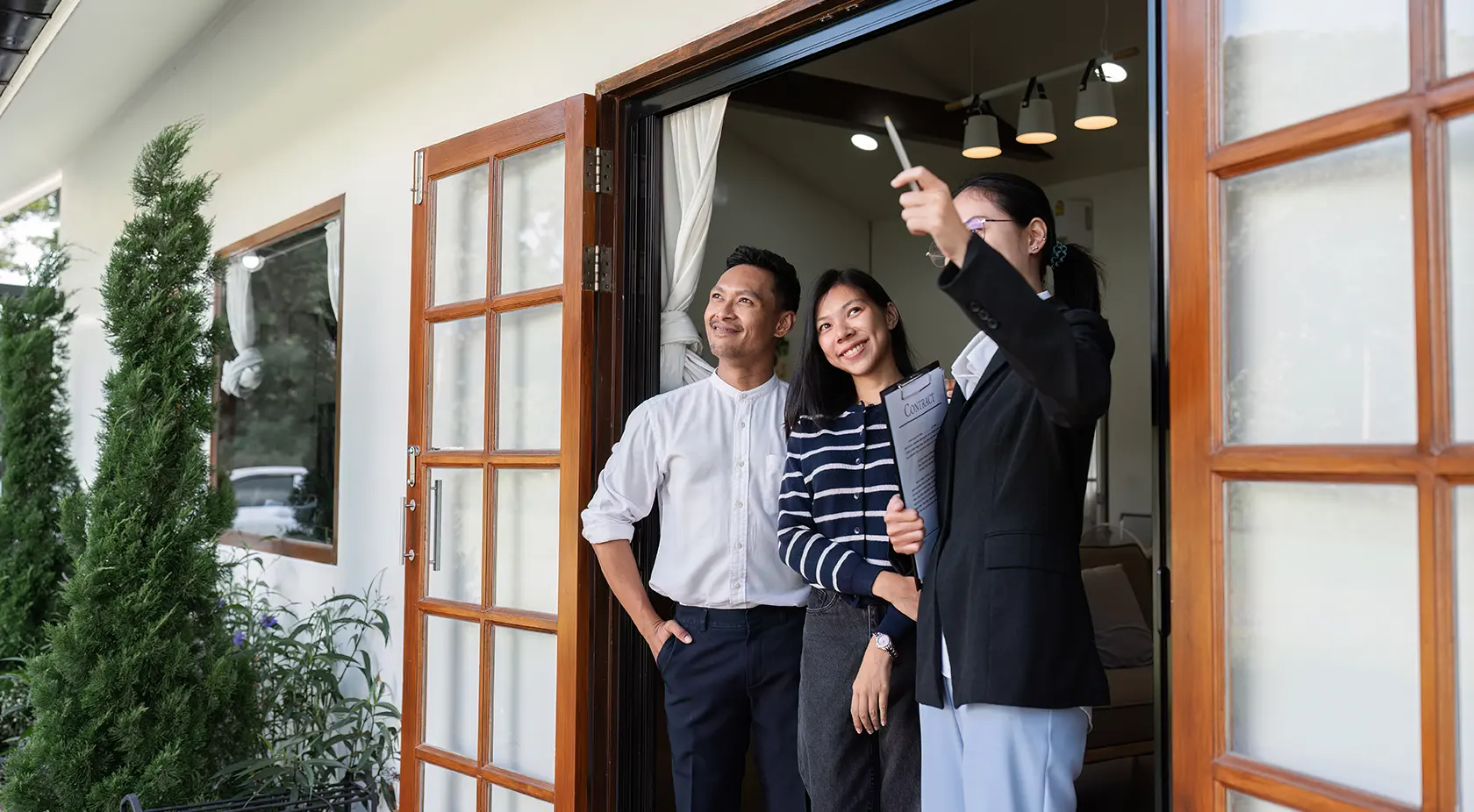 Couple looking at a home