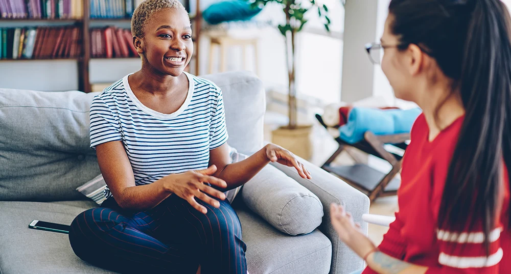 two people talking about loan options