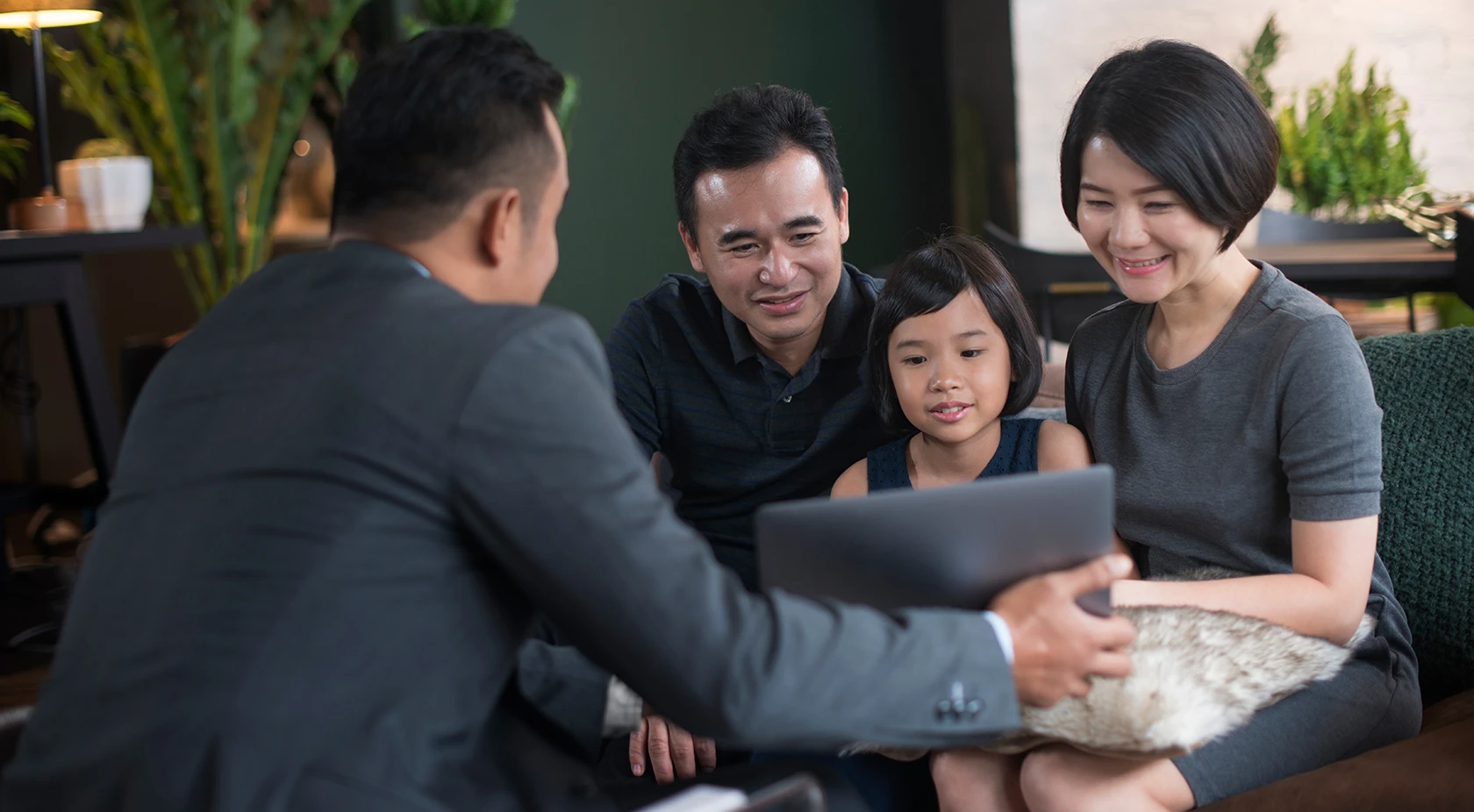 Family discussing downpayment
