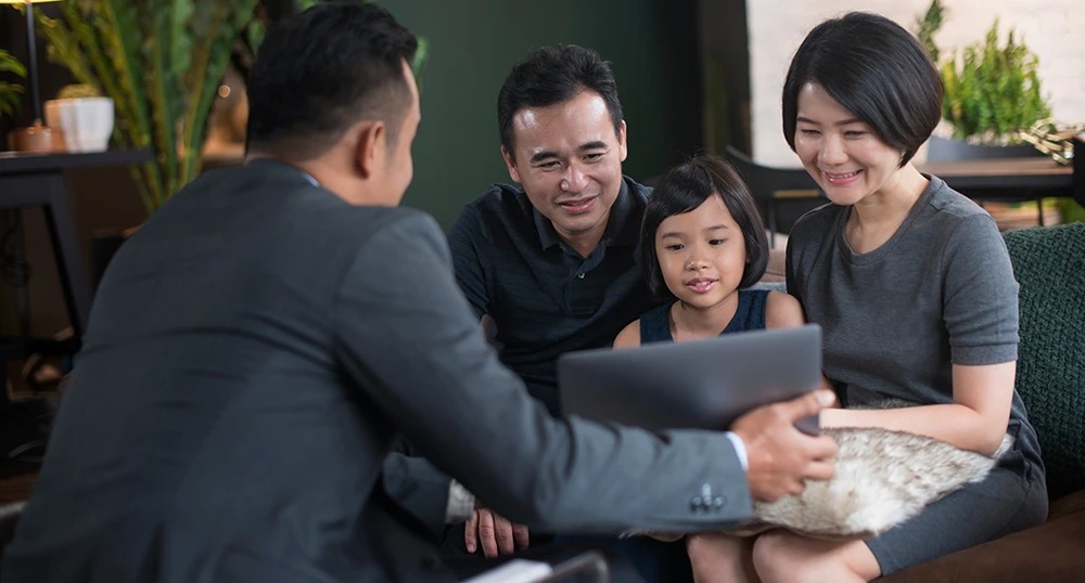 Family discussing downpayment