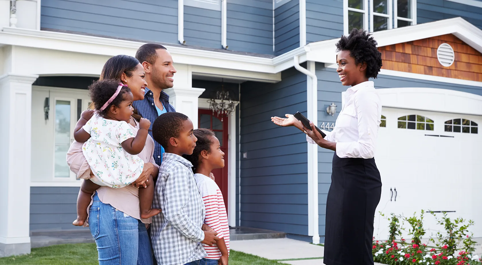 Family buying a home