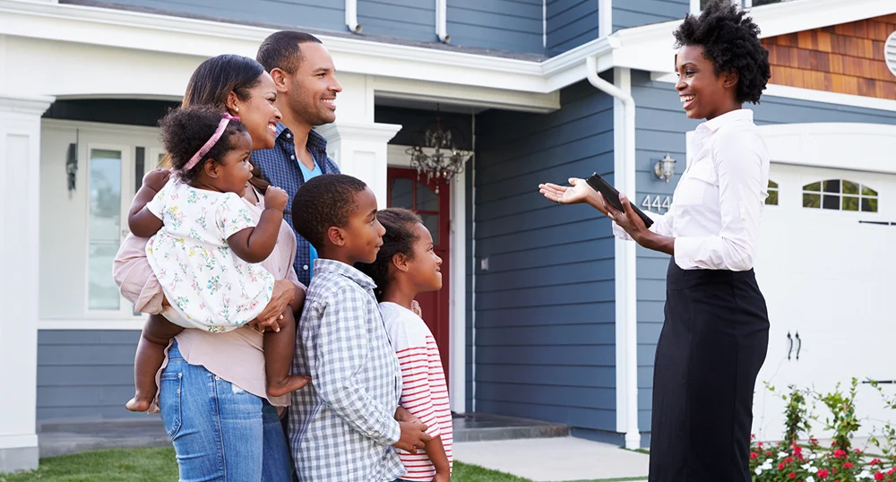 Family buying a home