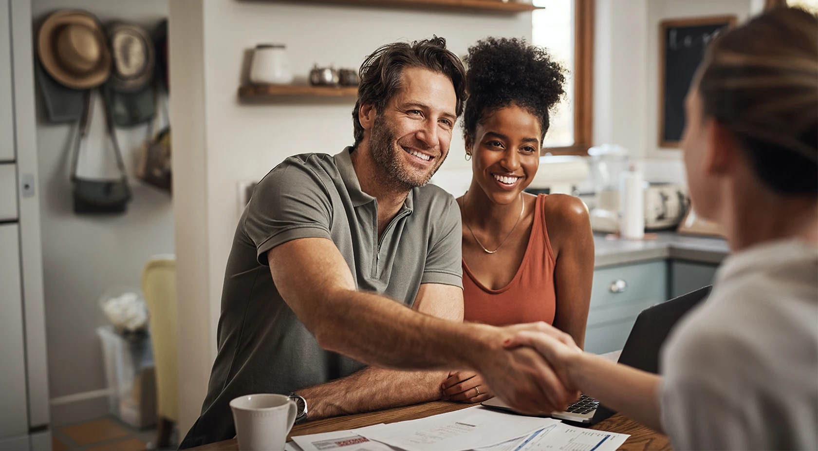 Couple closing a deal