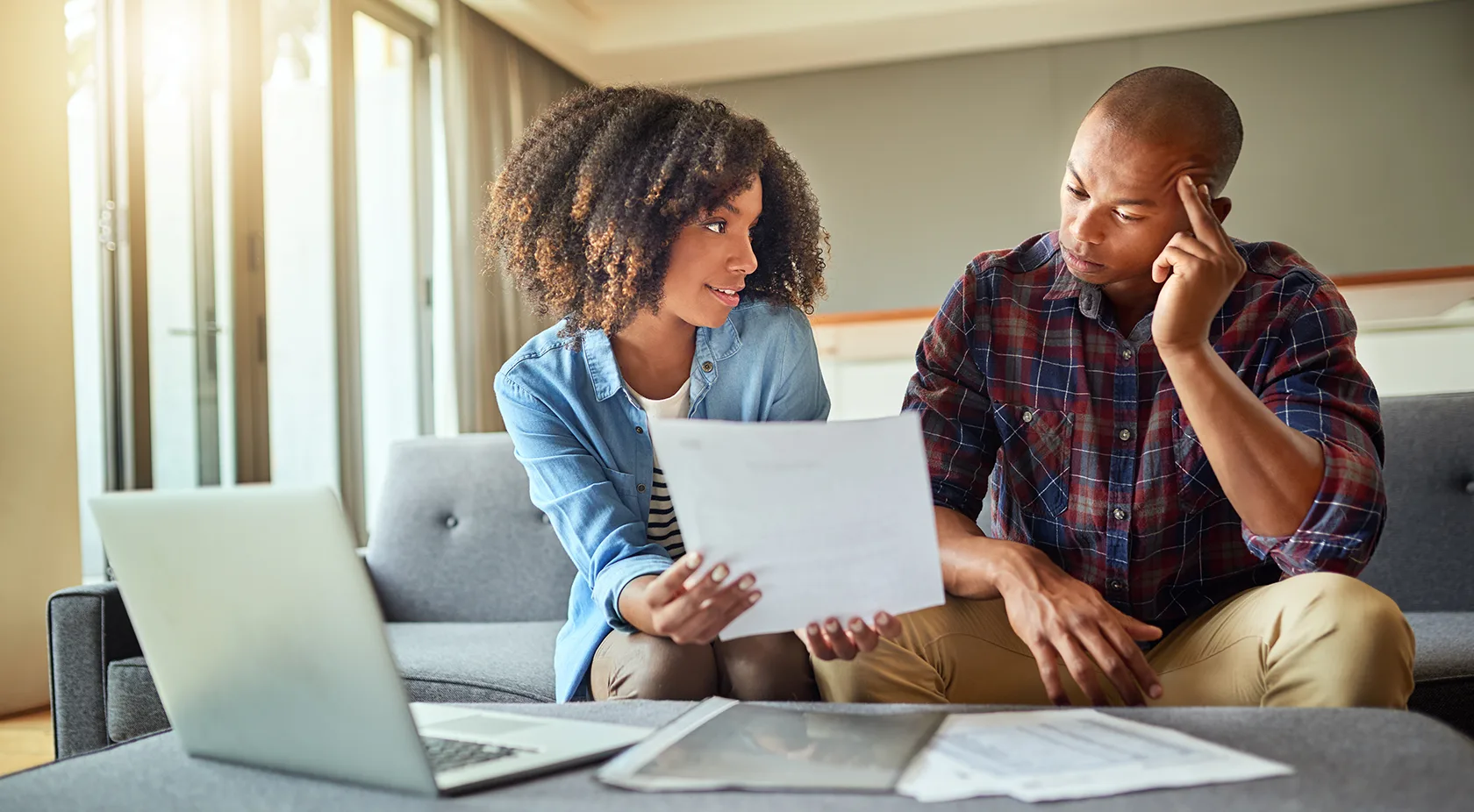 Couple doing paperwork