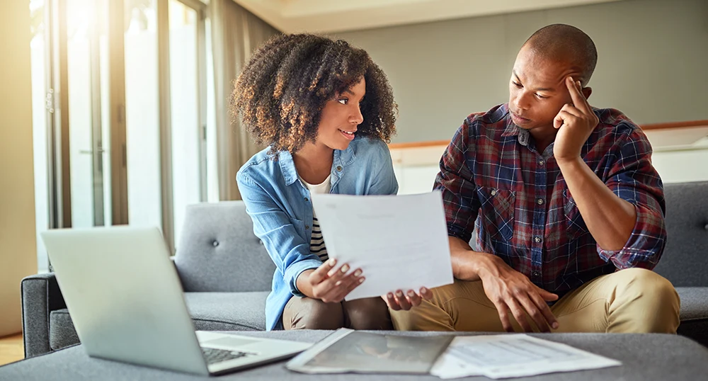 Couple doing paperwork
