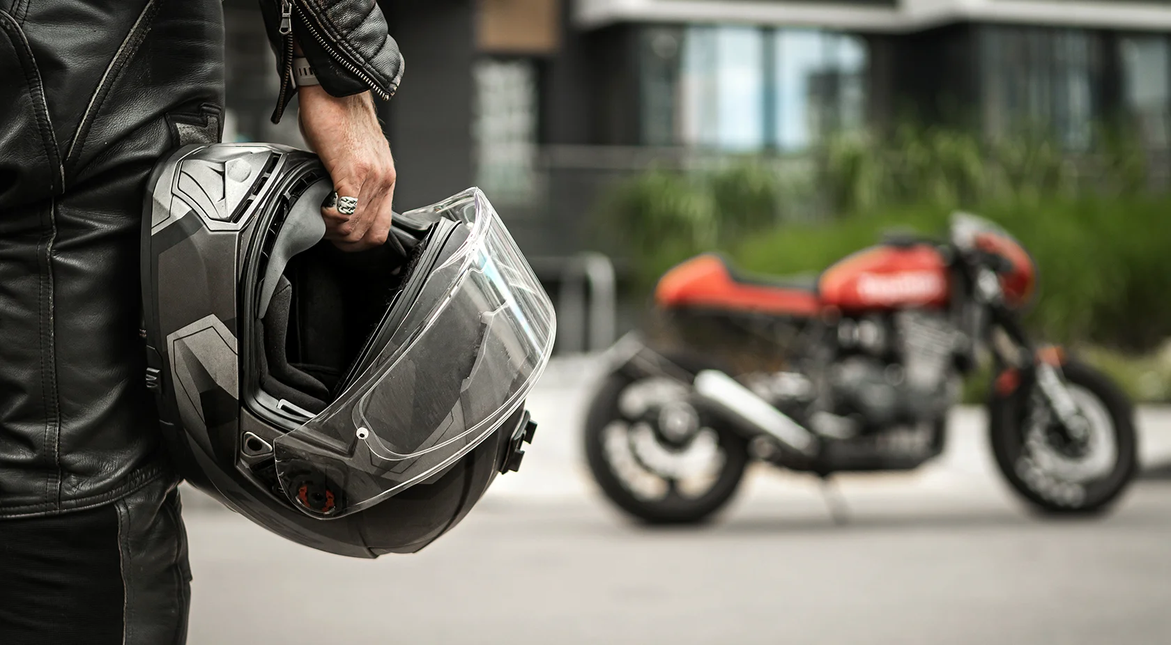 Helmet and Motorcycle