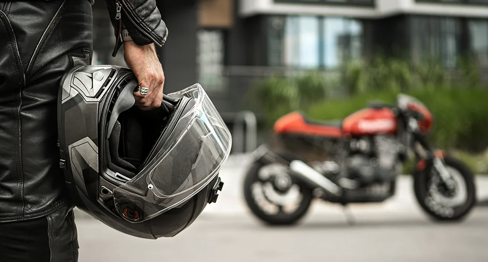Helmet and Motorcycle
