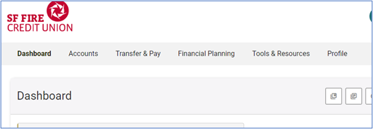 image of online banking menu
