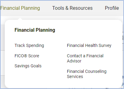 image of financial planning menu