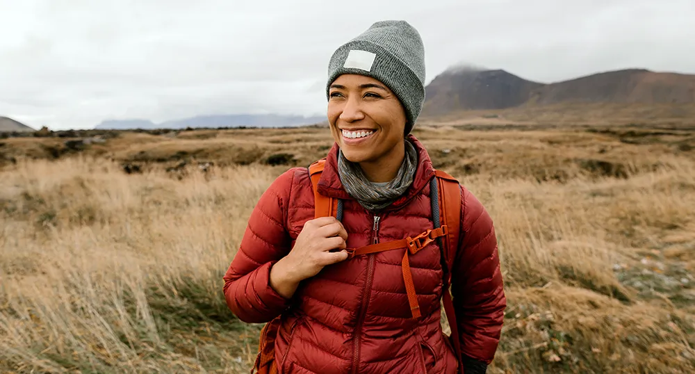 Lady out hiking