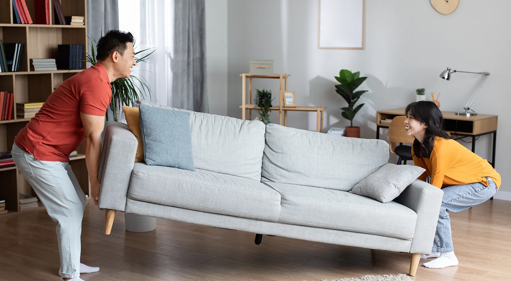 Couple moving their couch