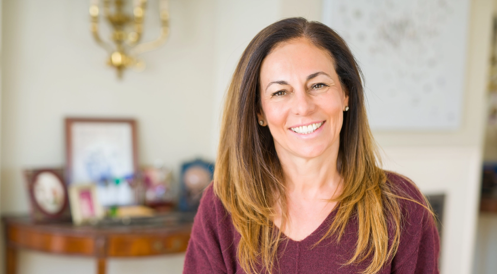 Smiling lady in her home
